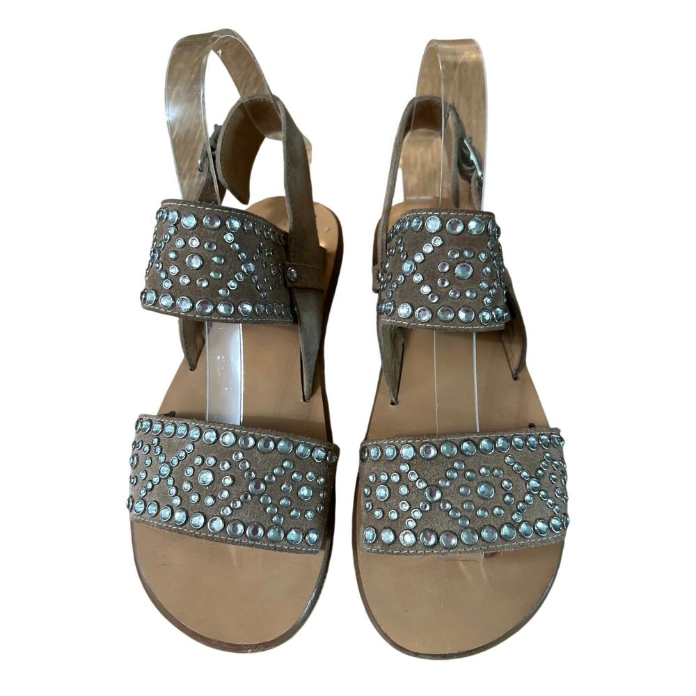 Barbara Barbieri Studded Suede Leather Sandals 7 Boho Embellished Italy Boho